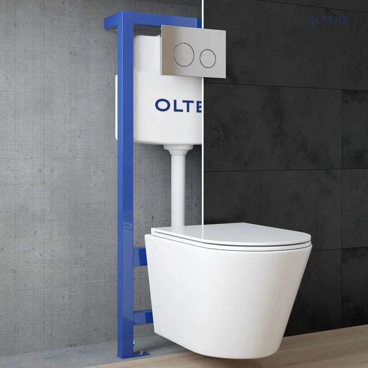 Zestaw Oltens Jog miska WC wisząca PureRim z powłoką SmartClean z deską wolnoopadającą Slim