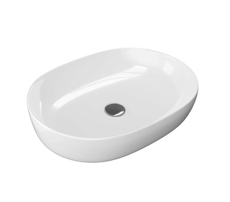 Ksuro 102 umywalka 61,5x41,5 cm nablatowa owalna biała