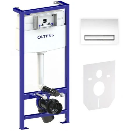 Zestaw Oltens Jog miska WC z deską wolnoopadającą i stelaż podtynkowy Triberg Torne 5w1 z przyciskiem spłukującym chrom